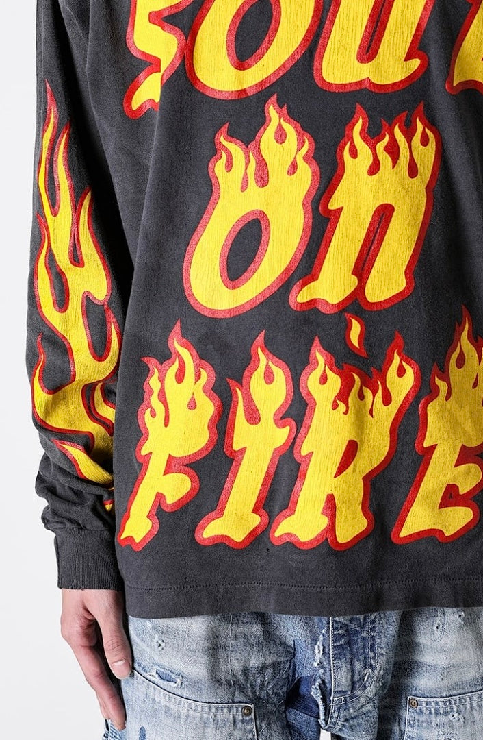 Saint Michael Soul On Fire Flame Sleeve Sweatshirt