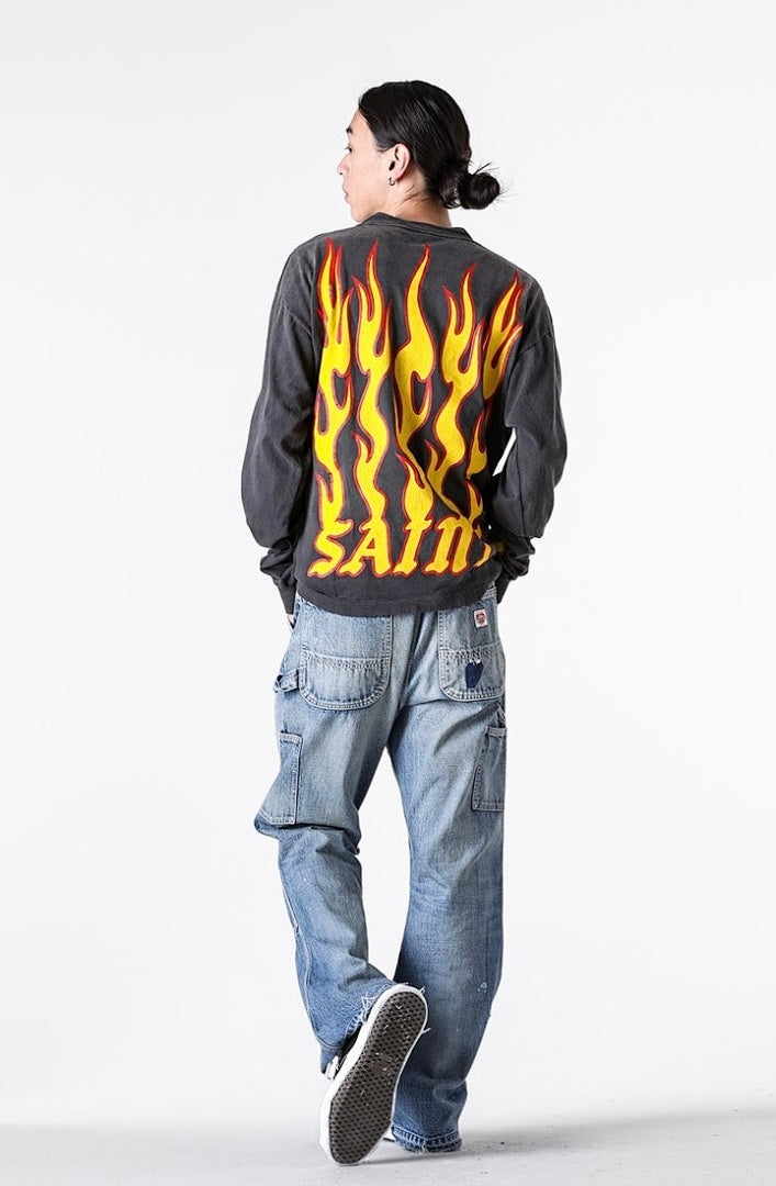 Saint Michael Soul On Fire Flame Sleeve Sweatshirt