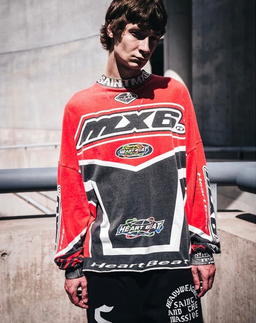 Saint Michael Racing Patch Paneled Long Sleeve Sweatshirt