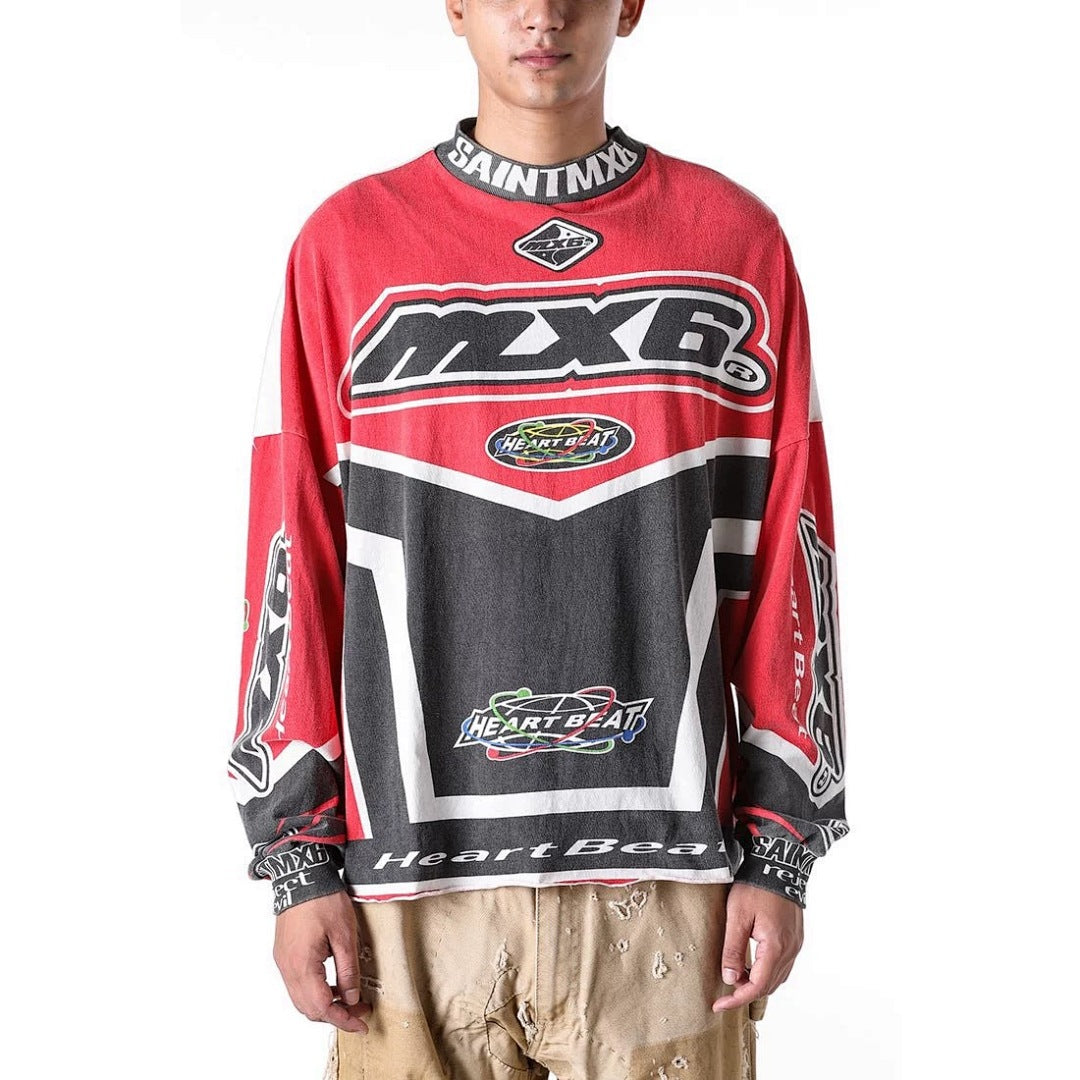 Saint Michael Racing Patch Paneled Long Sleeve Sweatshirt