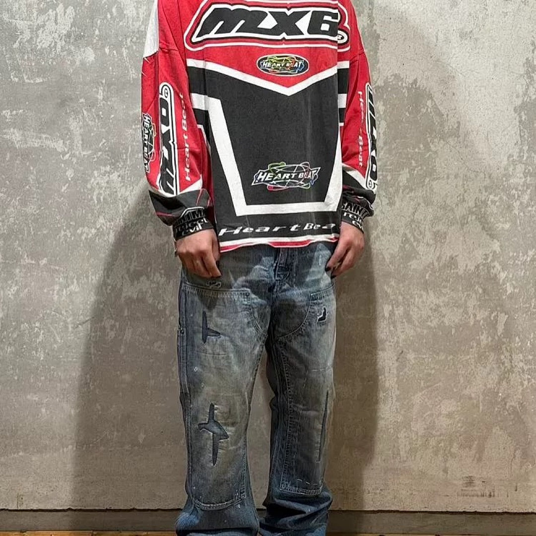 Saint Michael Racing Patch Paneled Long Sleeve Sweatshirt