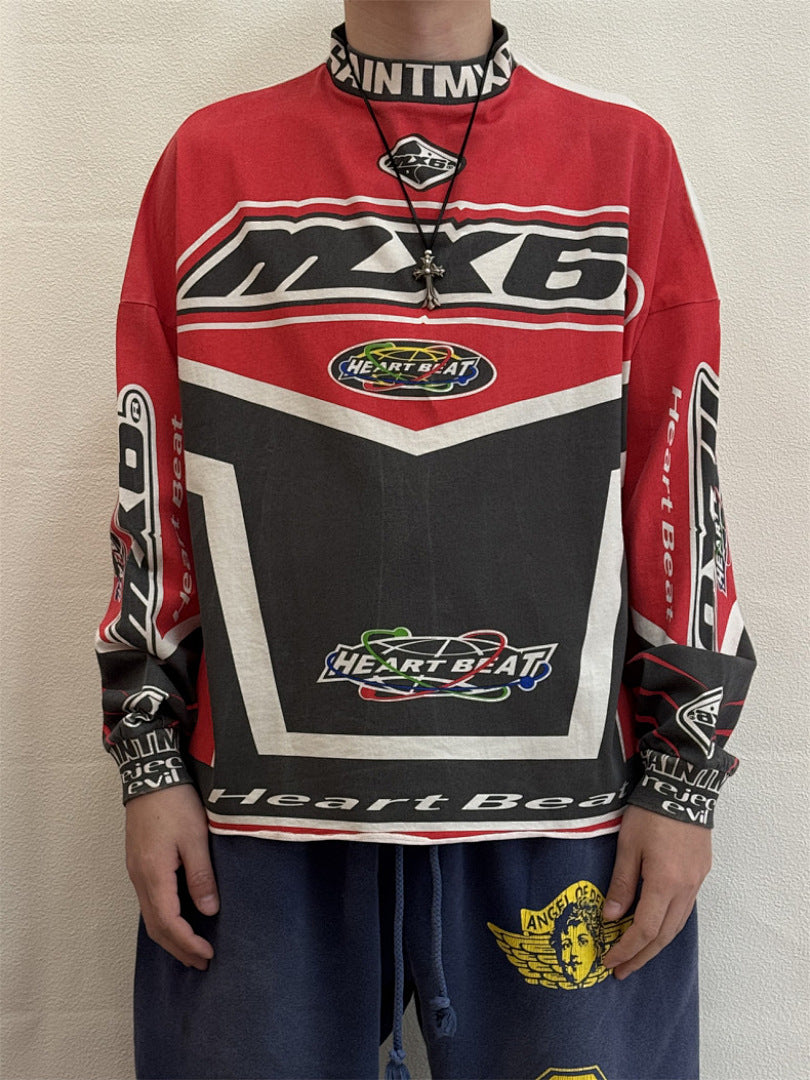 Saint Michael Racing Patch Paneled Long Sleeve Sweatshirt