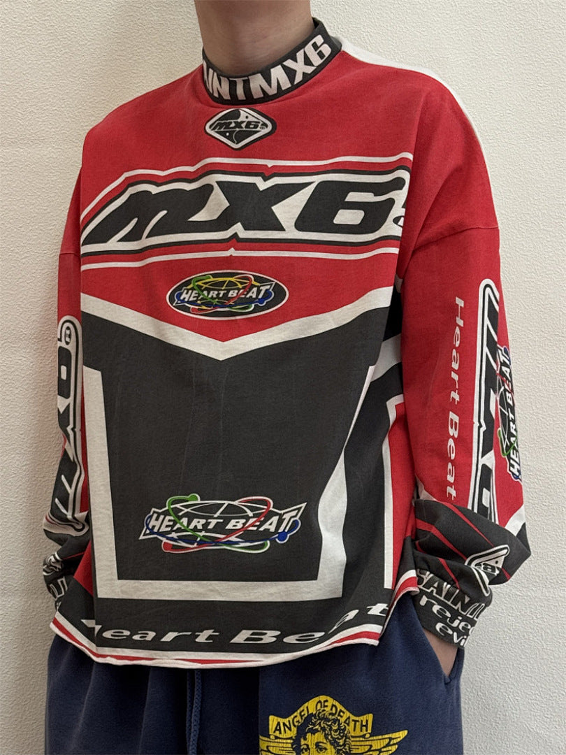 Saint Michael Racing Patch Paneled Long Sleeve Sweatshirt