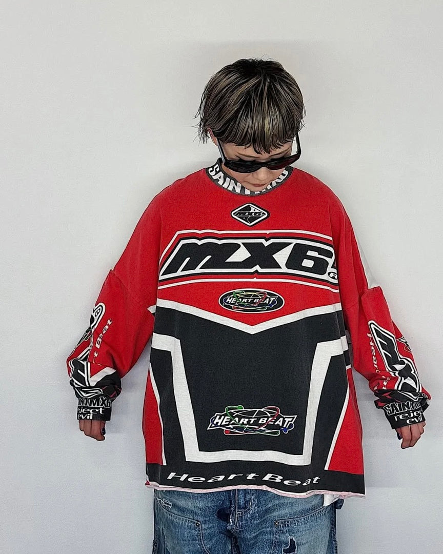 Saint Michael Racing Patch Paneled Long Sleeve Sweatshirt