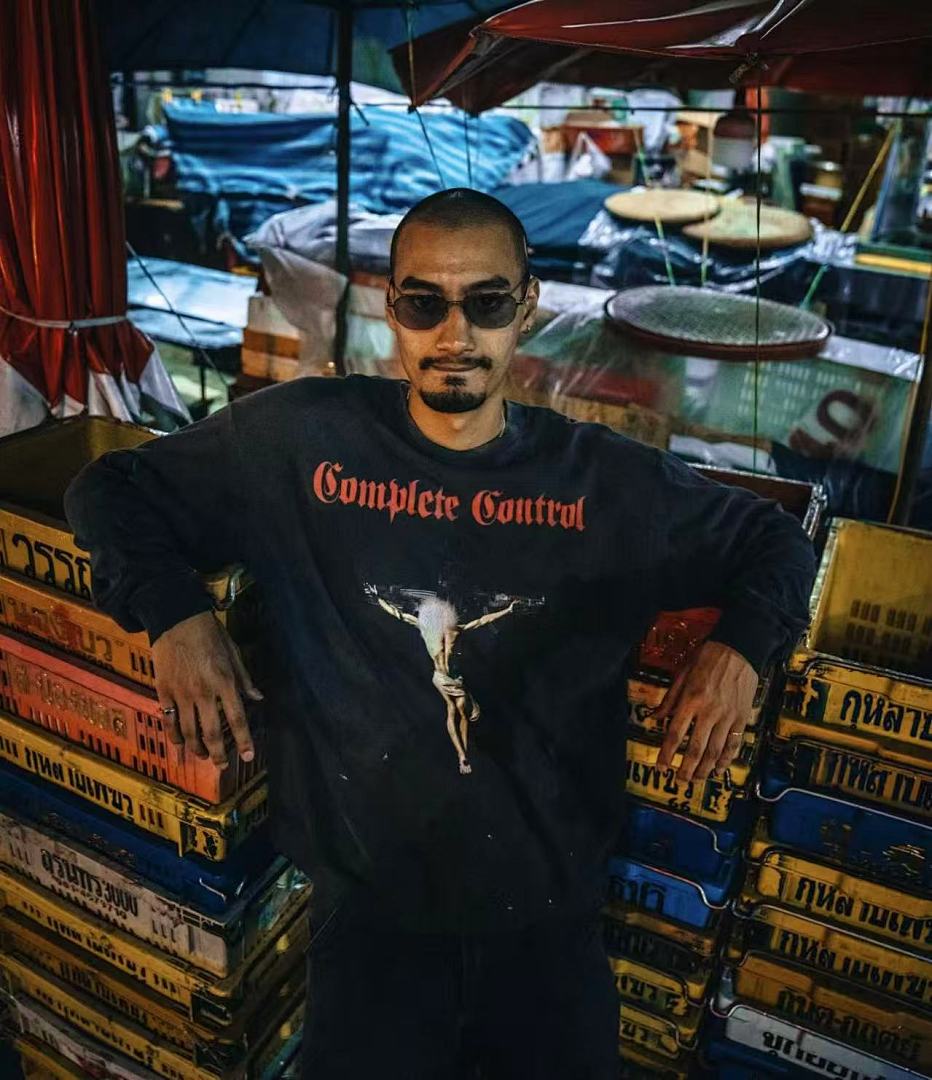 Saint Michael Gothic Figure & Text Print Sweatshirt