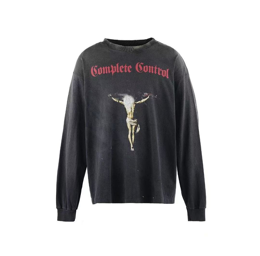 Saint Michael Gothic Figure & Text Print Sweatshirt