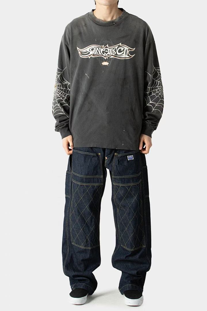 Saint Michael Graphic Emblem & Sleeve Print Sweatshirt