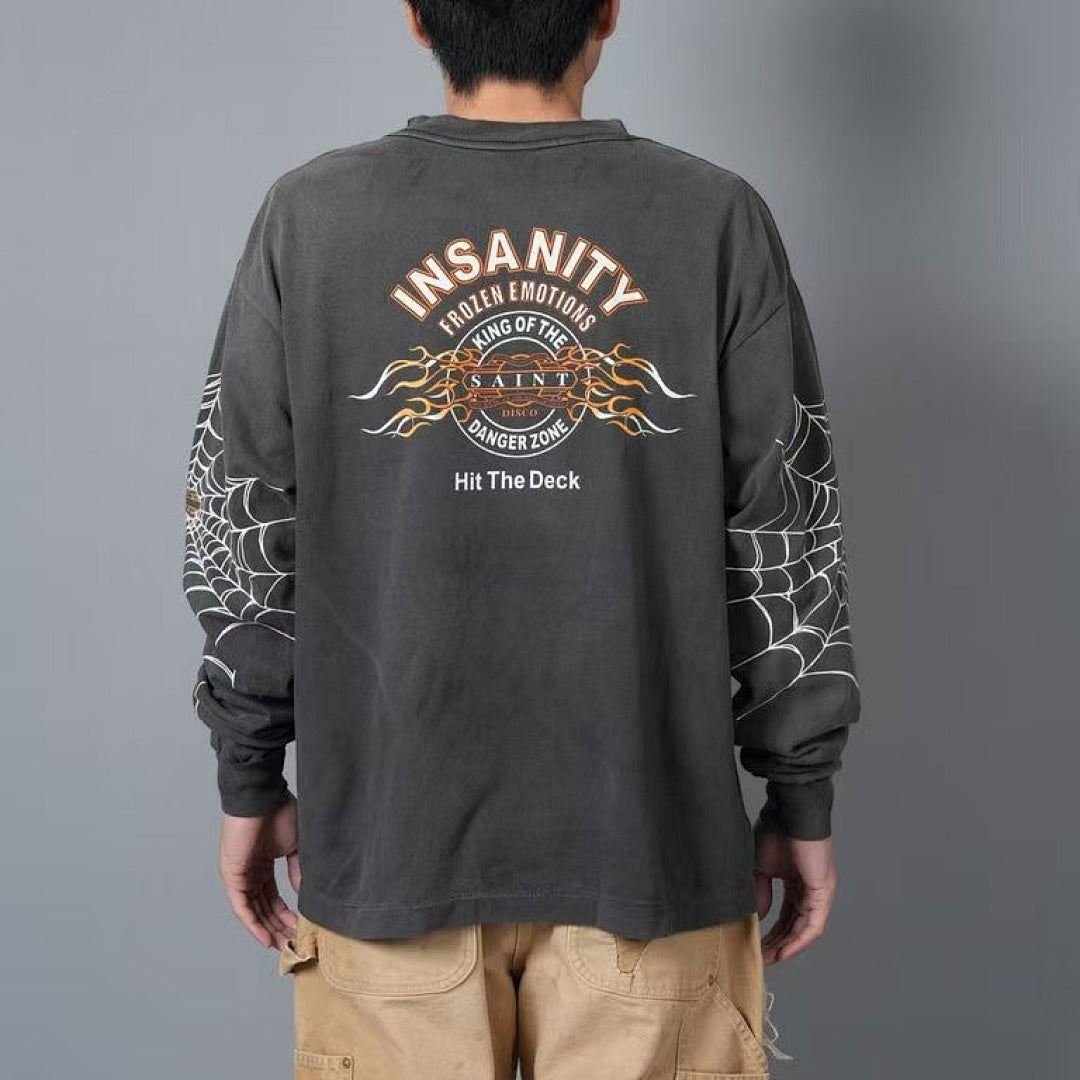 Saint Michael Graphic Emblem & Sleeve Print Sweatshirt