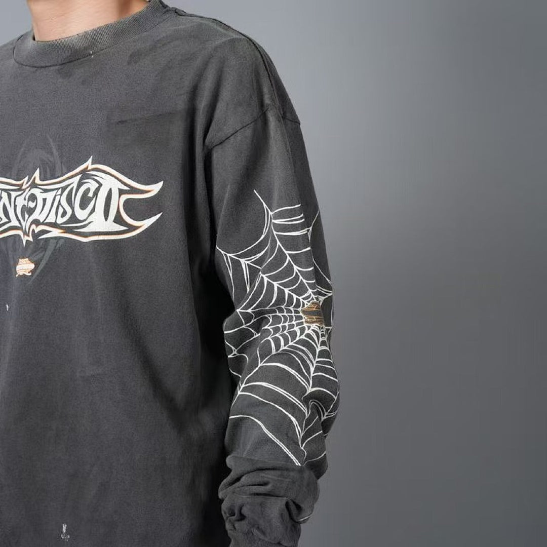 Saint Michael Graphic Emblem & Sleeve Print Sweatshirt