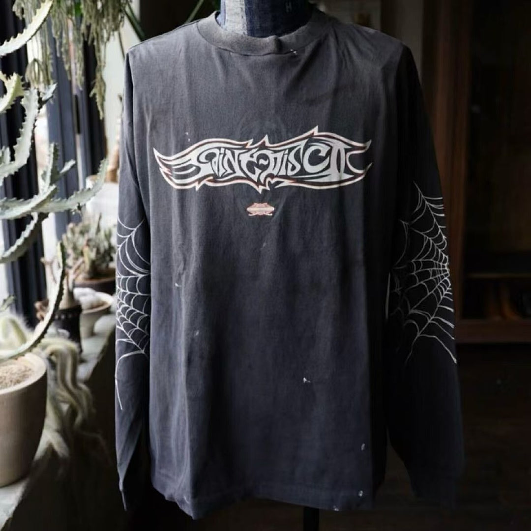 Saint Michael Graphic Emblem & Sleeve Print Sweatshirt