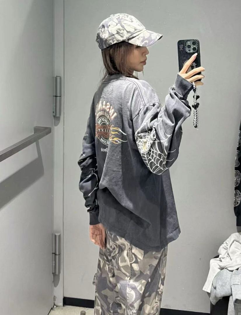Saint Michael Graphic Emblem & Sleeve Print Sweatshirt