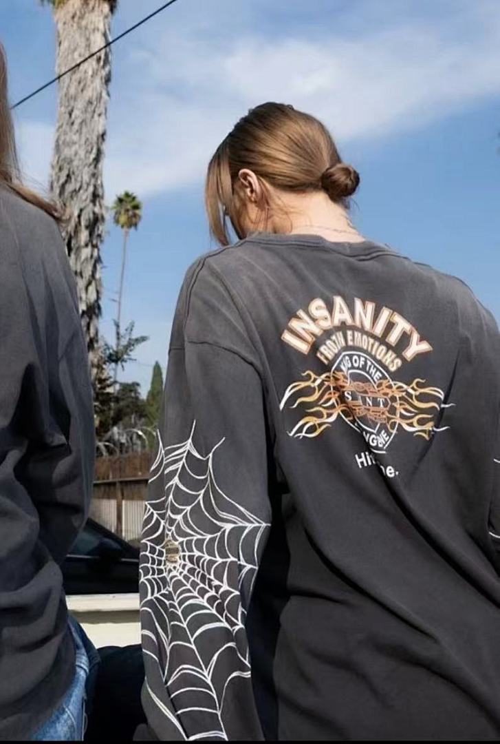 Saint Michael Graphic Emblem & Sleeve Print Sweatshirt
