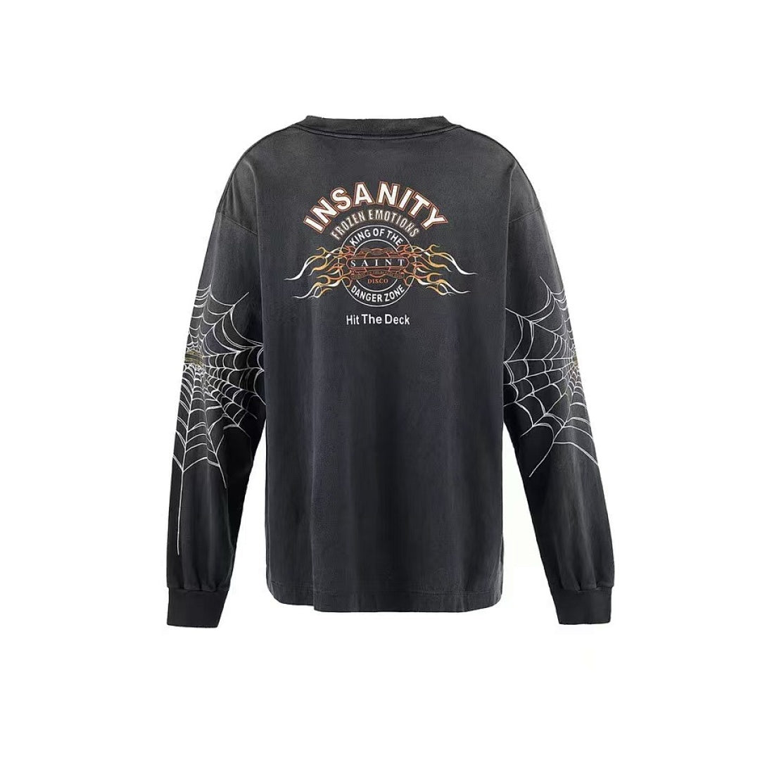 Saint Michael Graphic Emblem & Sleeve Print Sweatshirt
