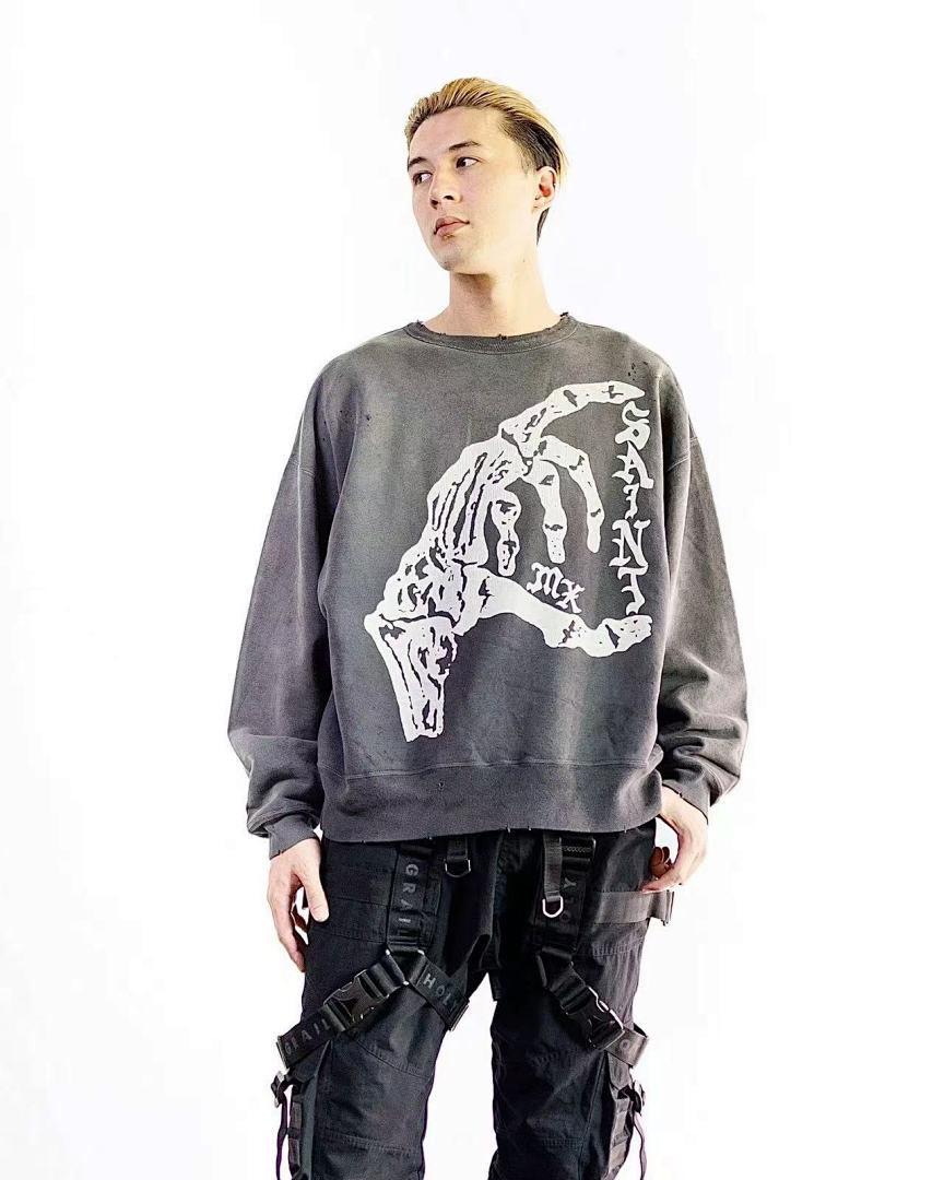 Saint Michael ST1013 Skeleton Hand Graphic Sweatshirt