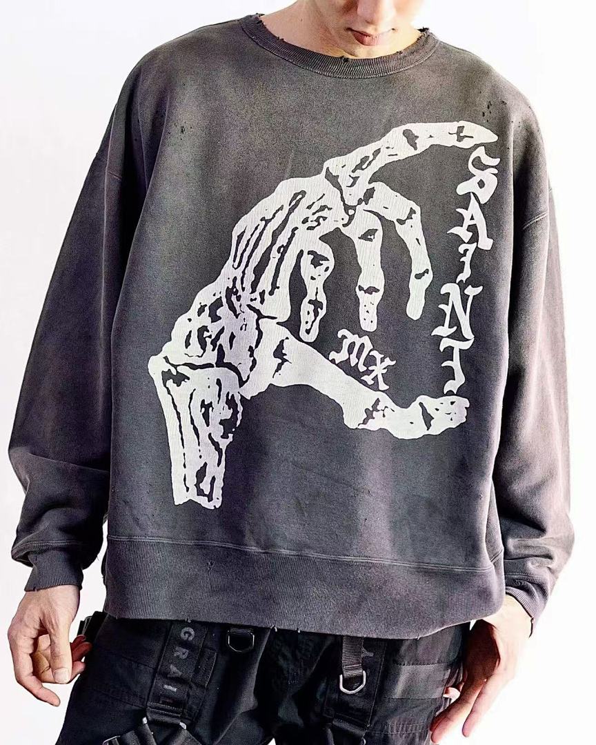 Saint Michael ST1013 Skeleton Hand Graphic Sweatshirt