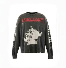 Saint Michael Photo Print & Slogan Typography Sweatshirt