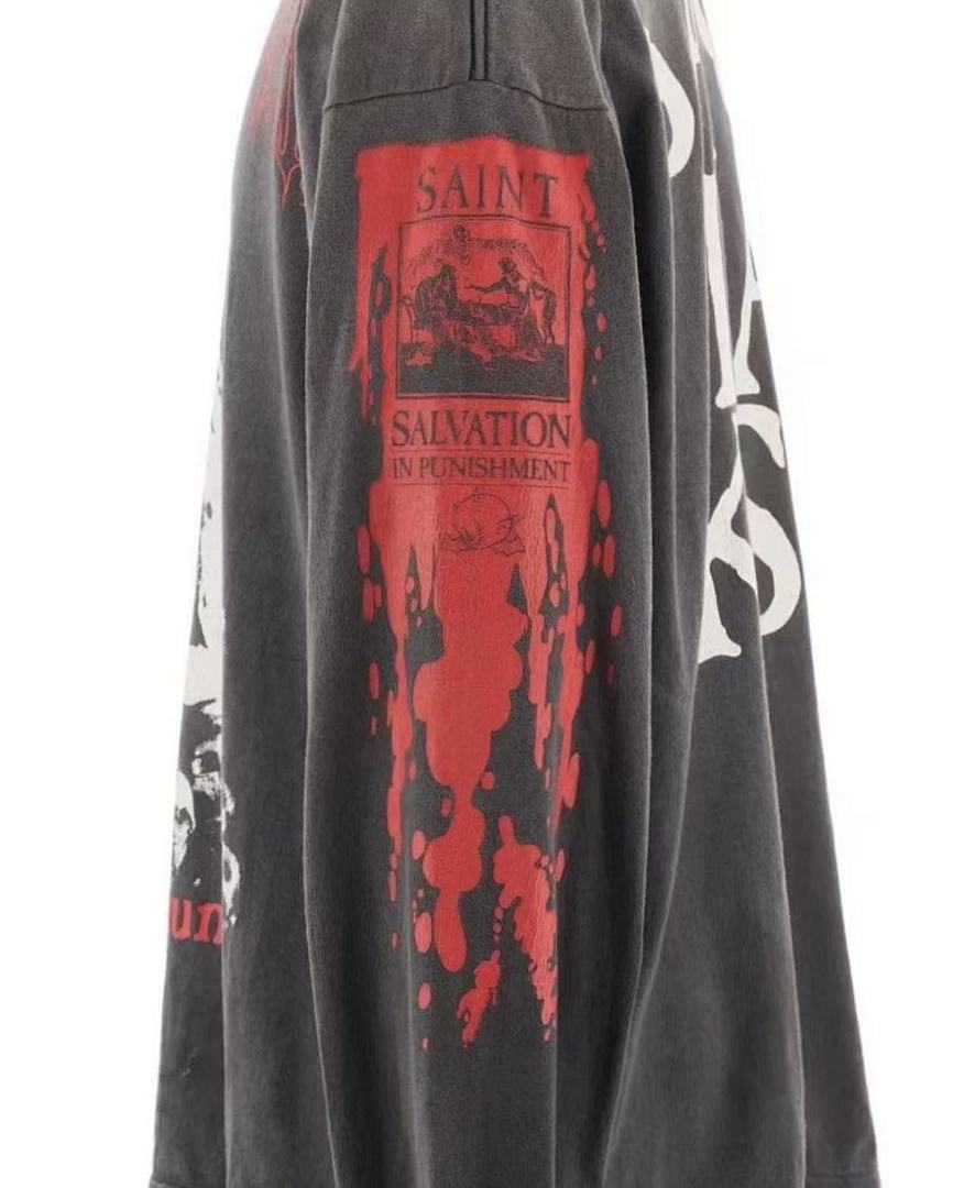 Saint Michael Graphic Art & Kiss Slogan Sweatshirt