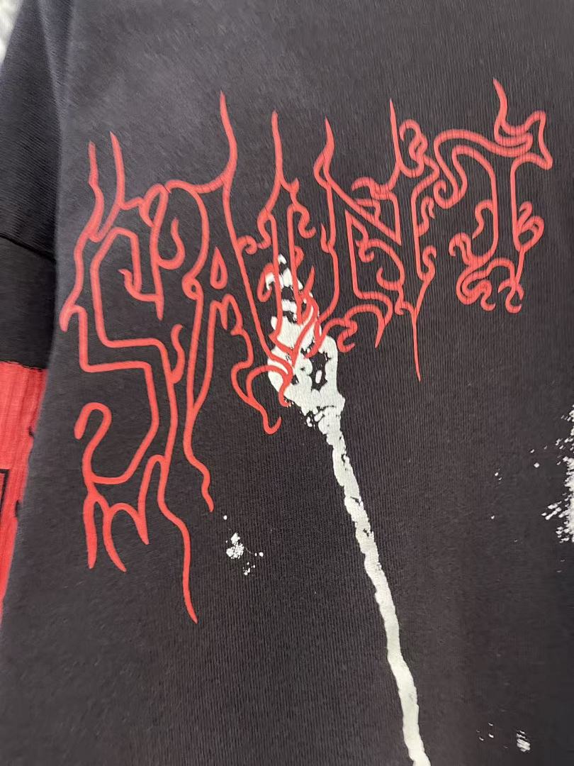 Saint Michael Graphic Art & Kiss Slogan Sweatshirt
