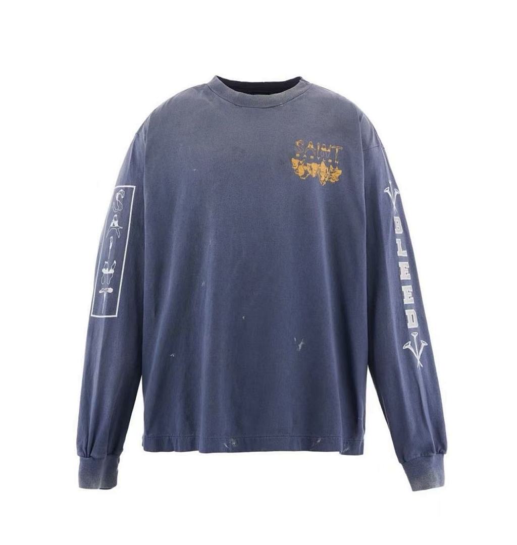 Saint Michael Sleeve Print & Back Emblem Vintage Sweatshirt