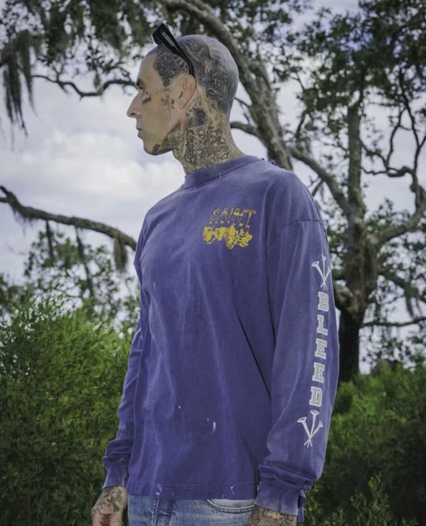 Saint Michael Sleeve Print & Back Emblem Vintage Sweatshirt