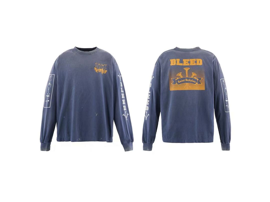 Saint Michael Sleeve Print & Back Emblem Vintage Sweatshirt