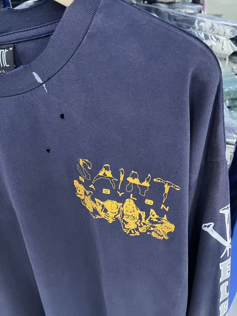 Saint Michael Sleeve Print & Back Emblem Vintage Sweatshirt
