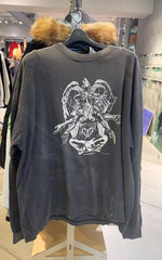 Saint Michael Gothic Illustration & Sleeve Print Sweatshirt