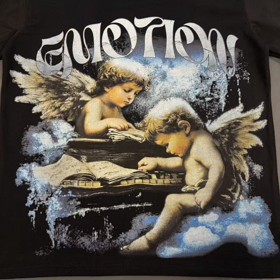 Mixed Emotion Angelic Figure Graphic Tee