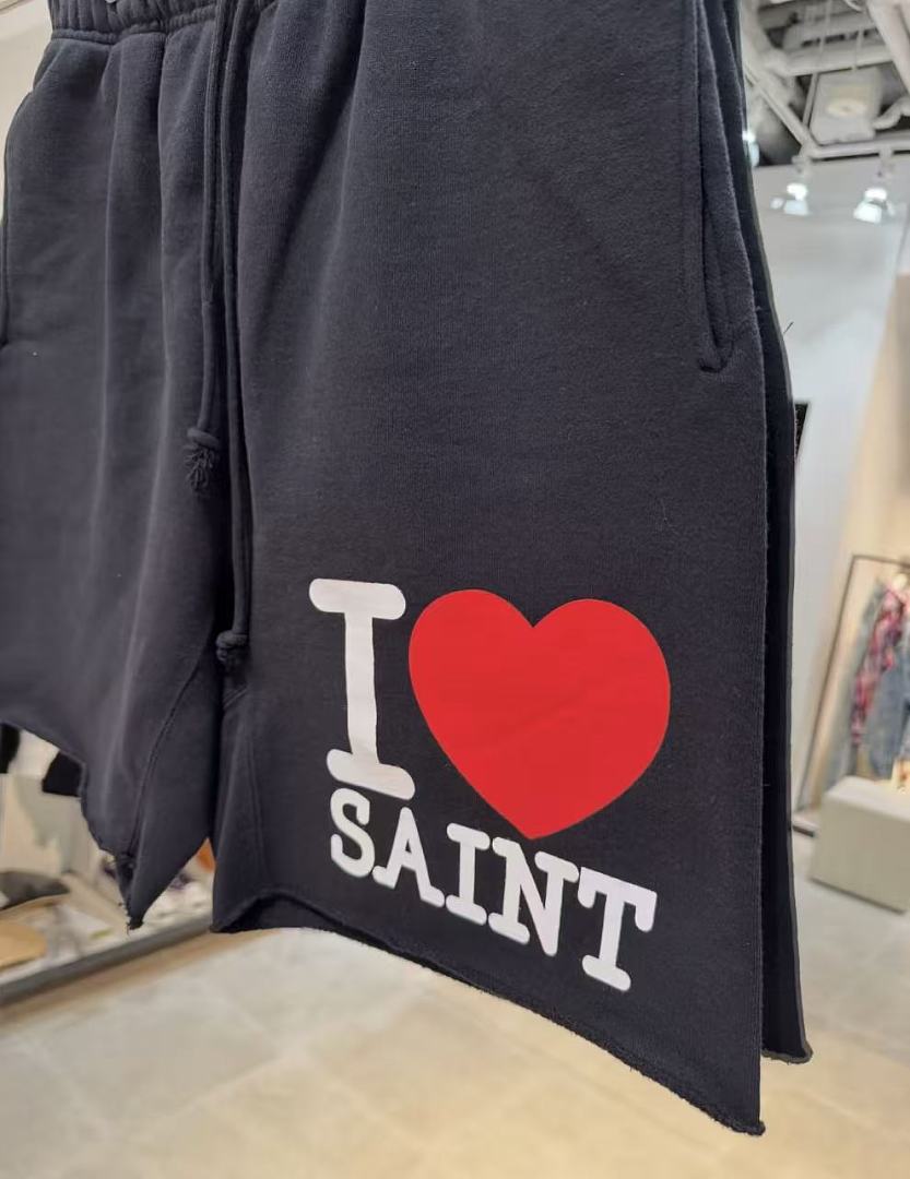 Saint Michael I Love Saint Heart Print Casual Sweat Shorts