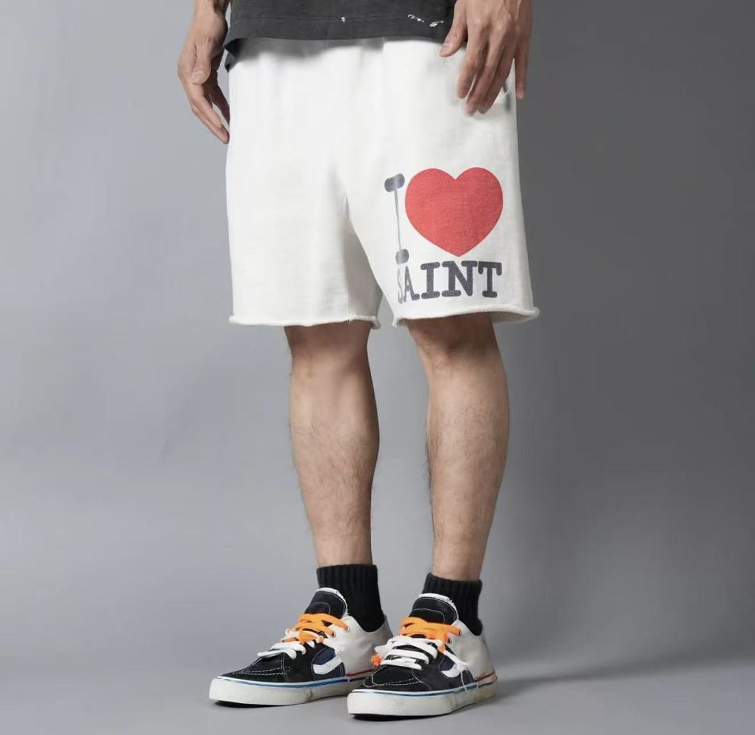 Saint Michael I Love Saint Heart Print Casual Sweat Shorts