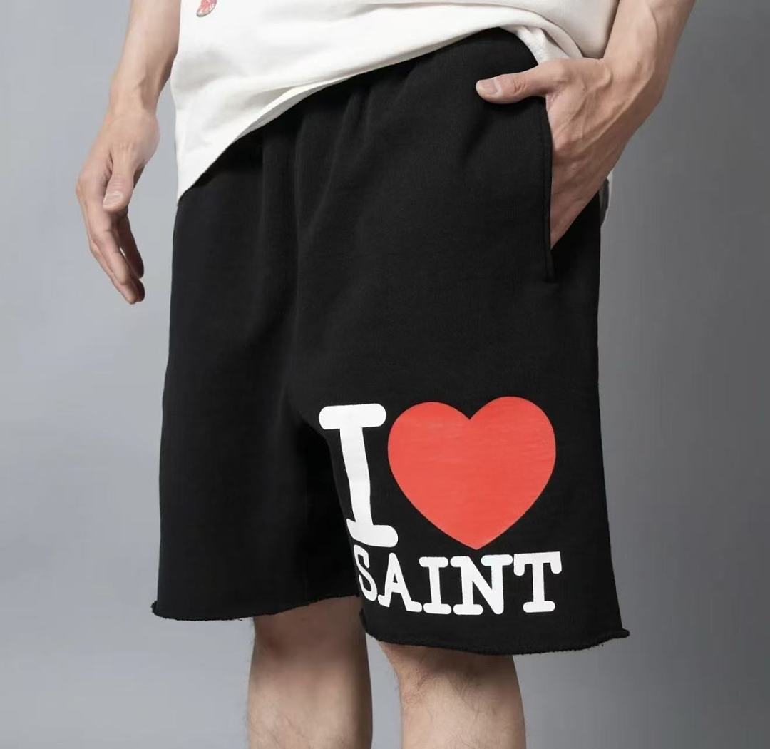 Saint Michael I Love Saint Heart Print Casual Sweat Shorts