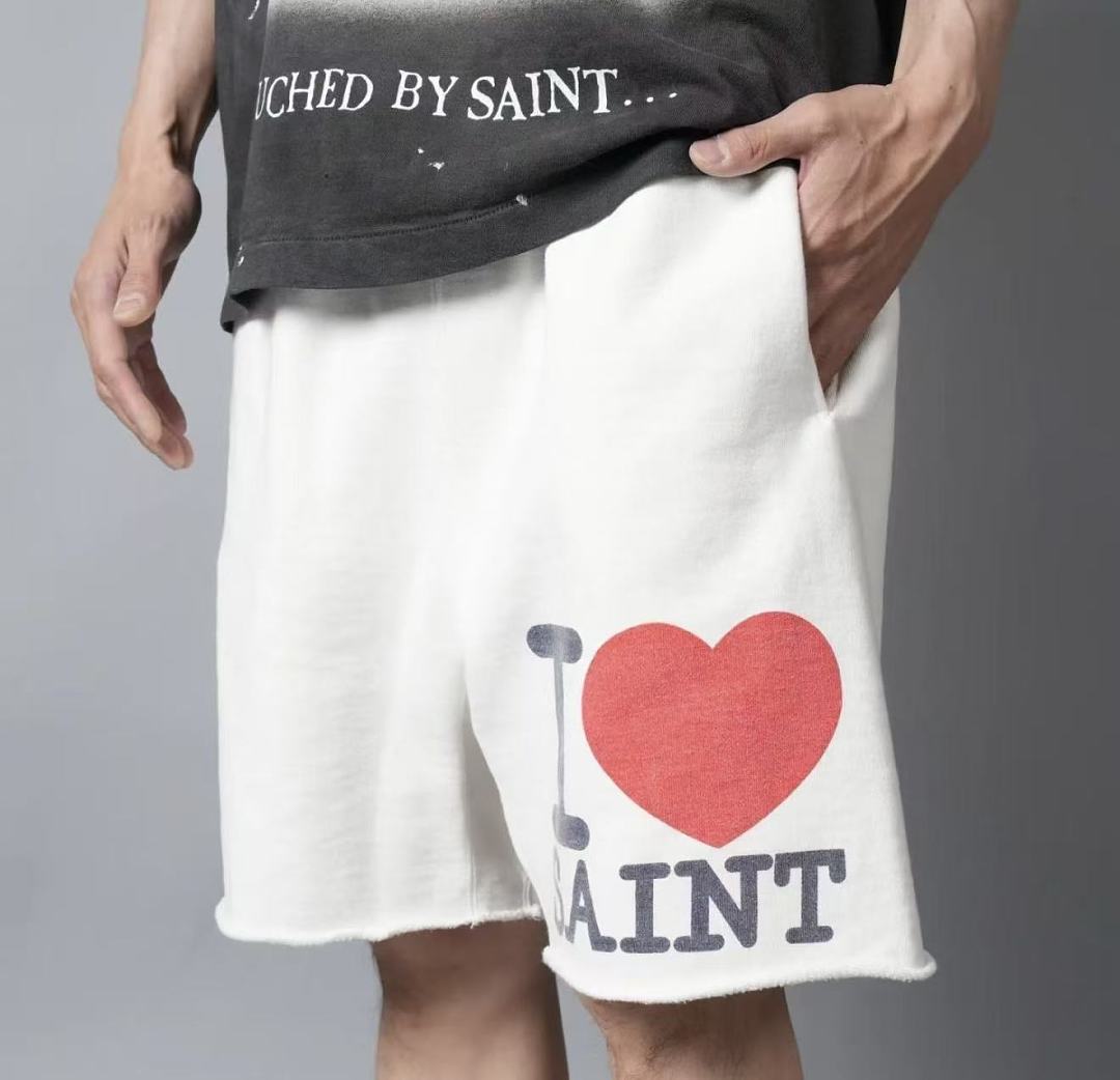 Saint Michael I Love Saint Heart Print Casual Sweat Shorts
