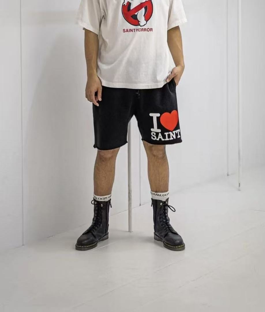 Saint Michael I Love Saint Heart Print Casual Sweat Shorts