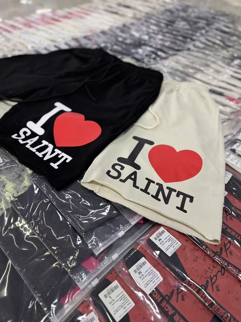 Saint Michael I Love Saint Heart Print Casual Sweat Shorts