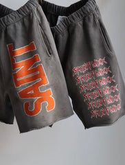 Saint Michael Distressed Vintage Effect Gothic Text Sweat Shorts