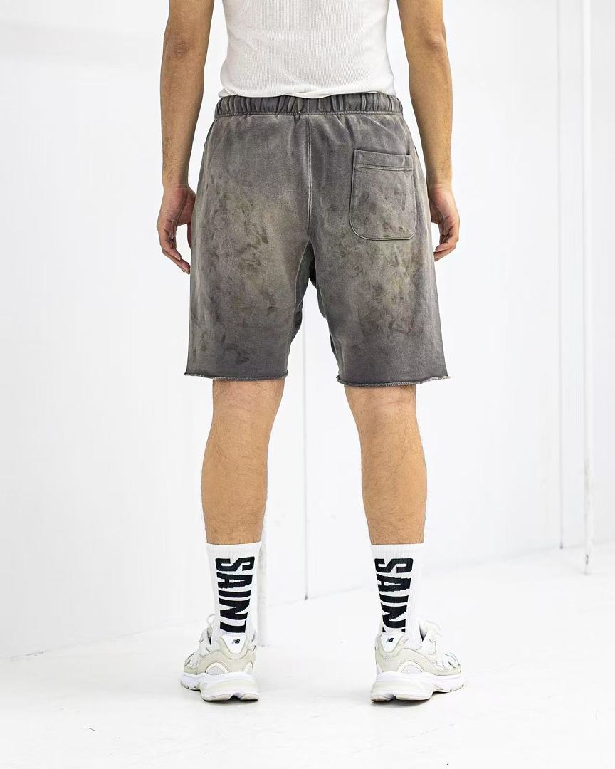 Saint Michael Distressed Vintage Effect Large Graphic Logo Sweat Shorts