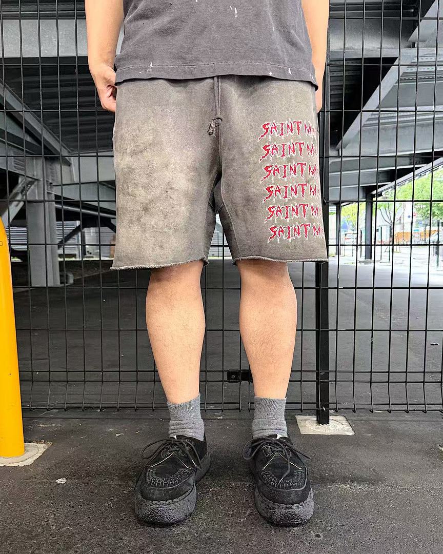 Saint Michael Distressed Vintage Effect Gothic Text Sweat Shorts