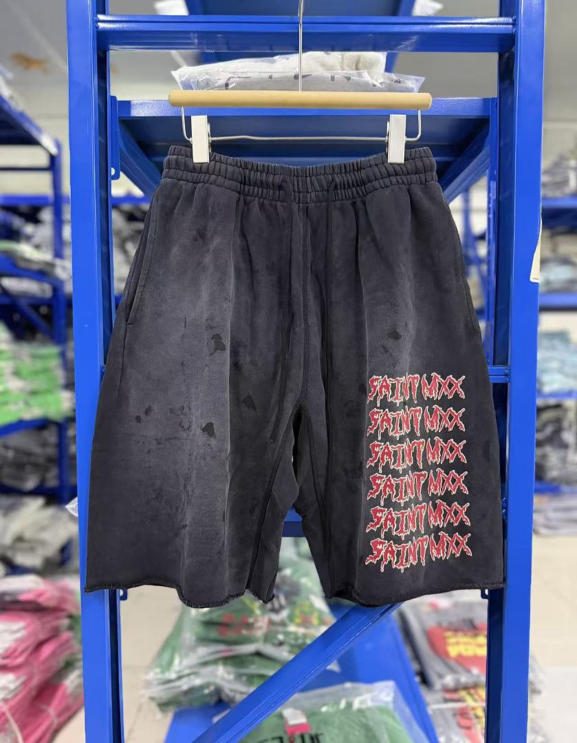 Saint Michael Distressed Vintage Effect Gothic Text Sweat Shorts