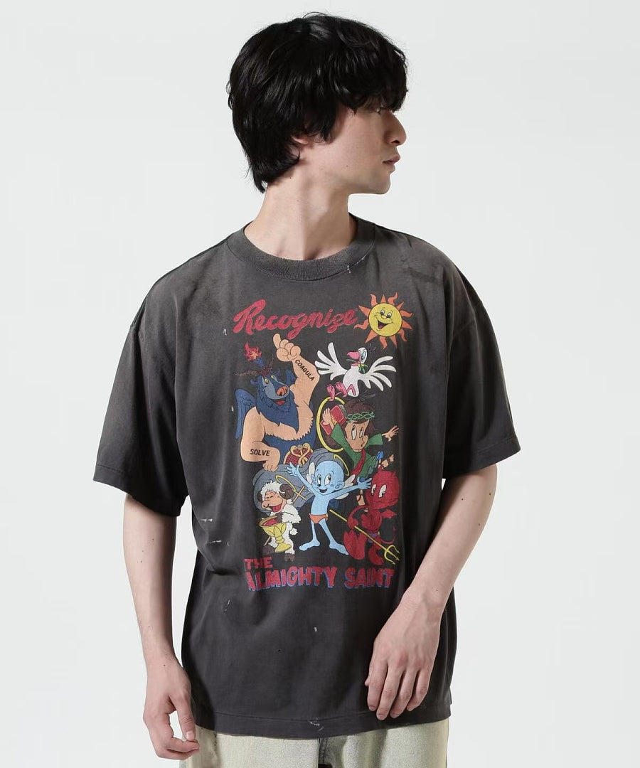 Saint Michael Illustrated Skull Graphic Tee