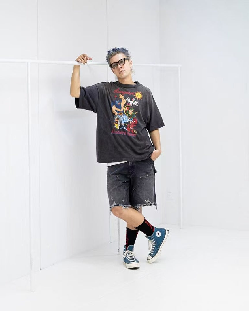 Saint Michael Illustrated Skull Graphic Tee