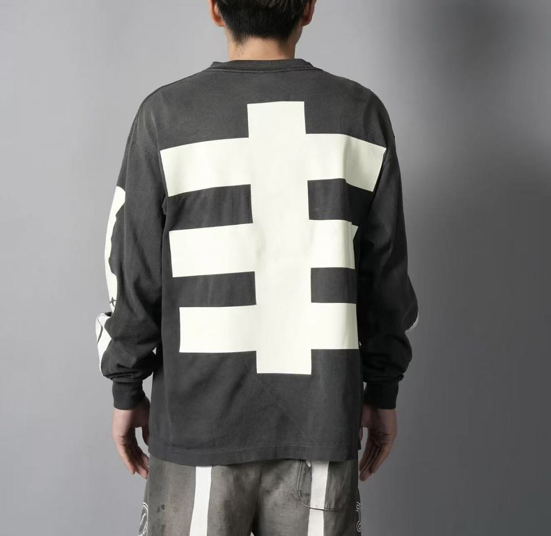 Saint Michael Skeleton Ribcage Print Knit Sweatshirt