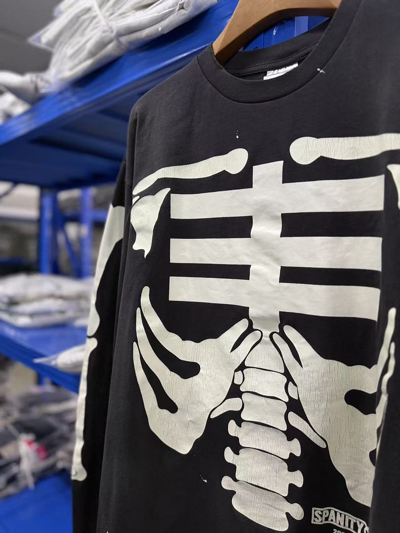 Saint Michael Skeleton Ribcage Print Knit Sweatshirt