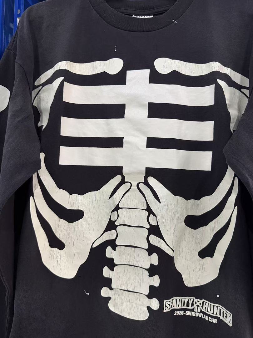 Saint Michael Skeleton Ribcage Print Knit Sweatshirt
