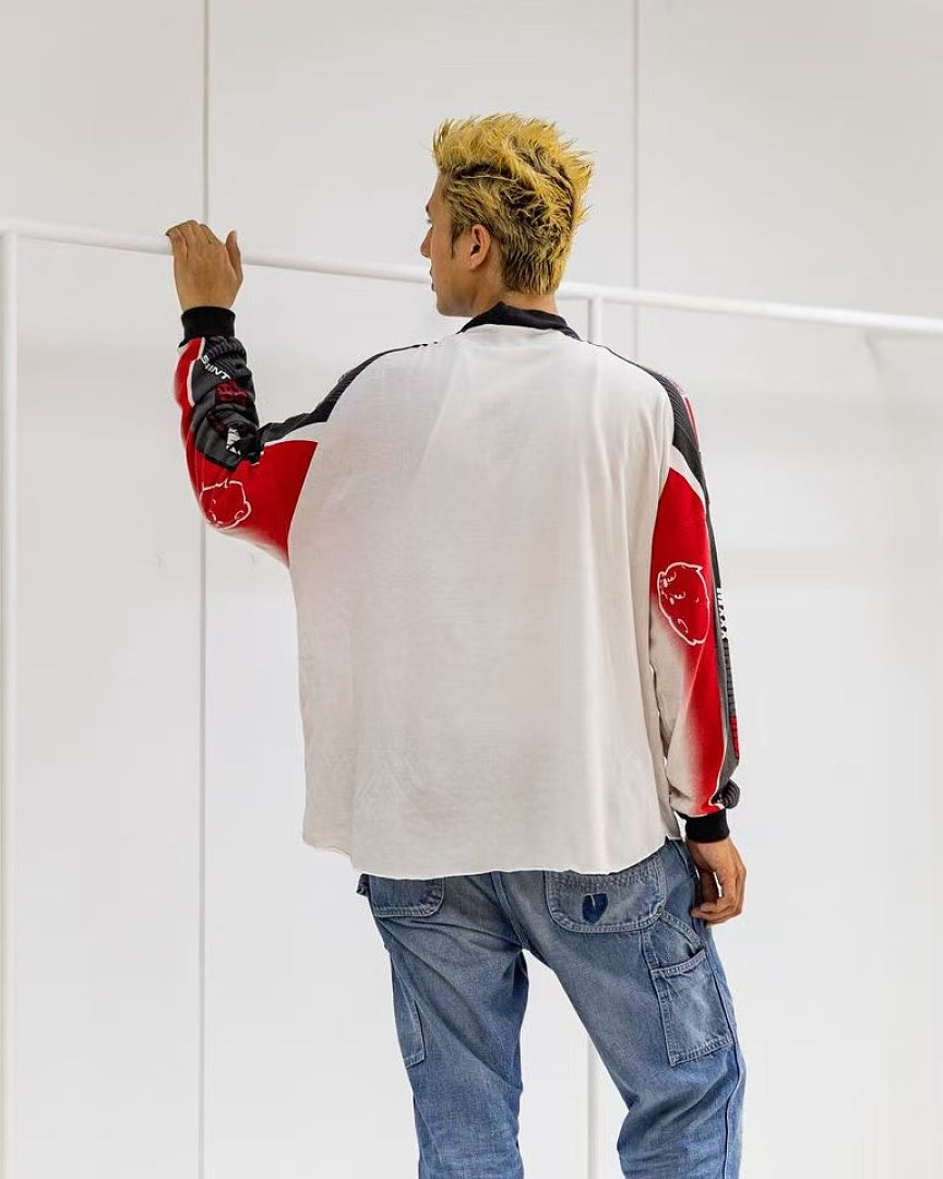 Saint Michael Vintage Paneled Graphic Long Sleeve Sweatshirt