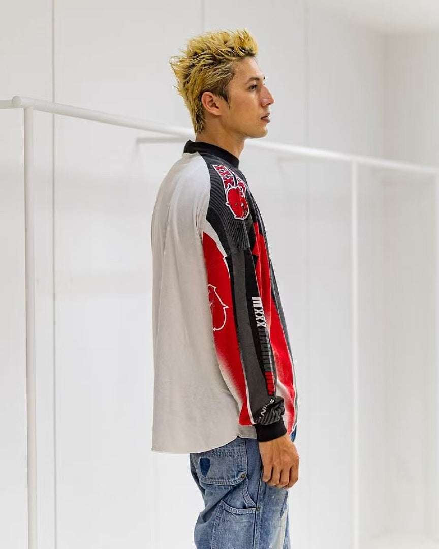 Saint Michael Vintage Paneled Graphic Long Sleeve Sweatshirt
