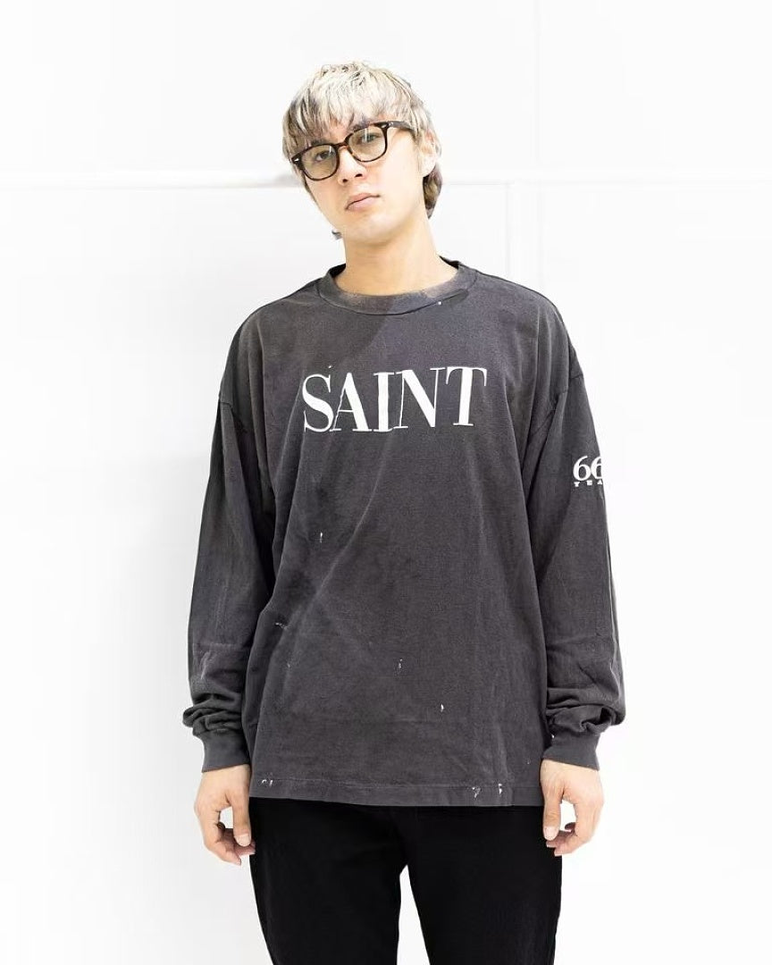 Saint Michael Distressed Minimalist Logo Sweatshirt