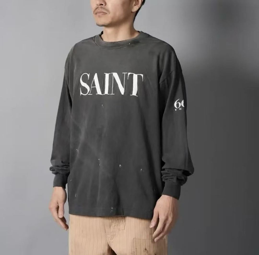 Saint Michael Distressed Minimalist Logo Sweatshirt