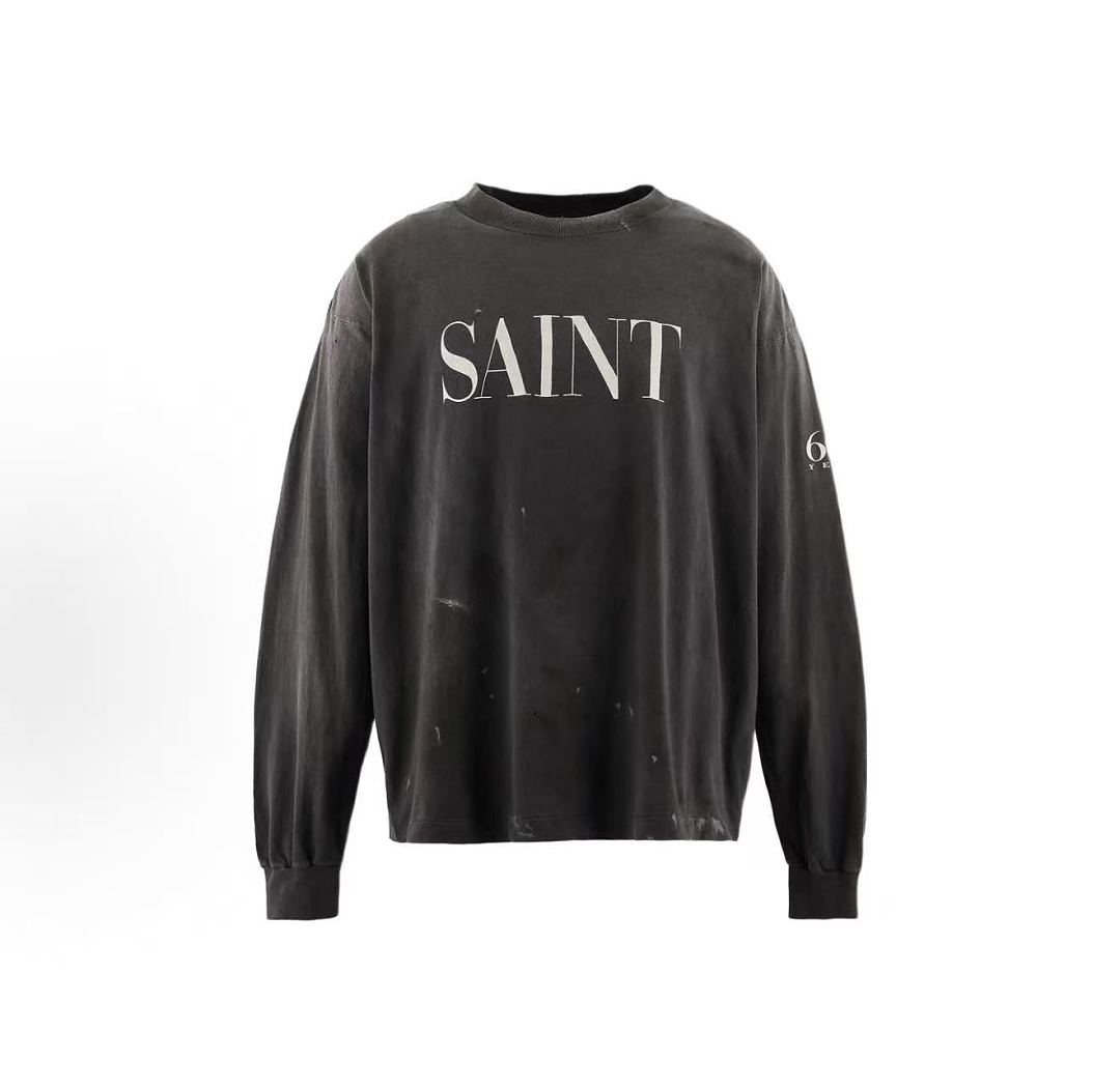 Saint Michael Distressed Minimalist Logo Sweatshirt