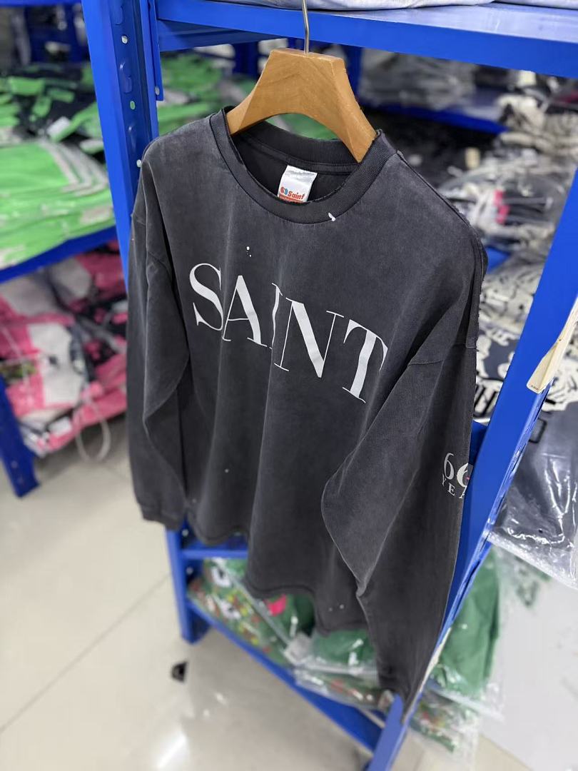 Saint Michael Distressed Minimalist Logo Sweatshirt