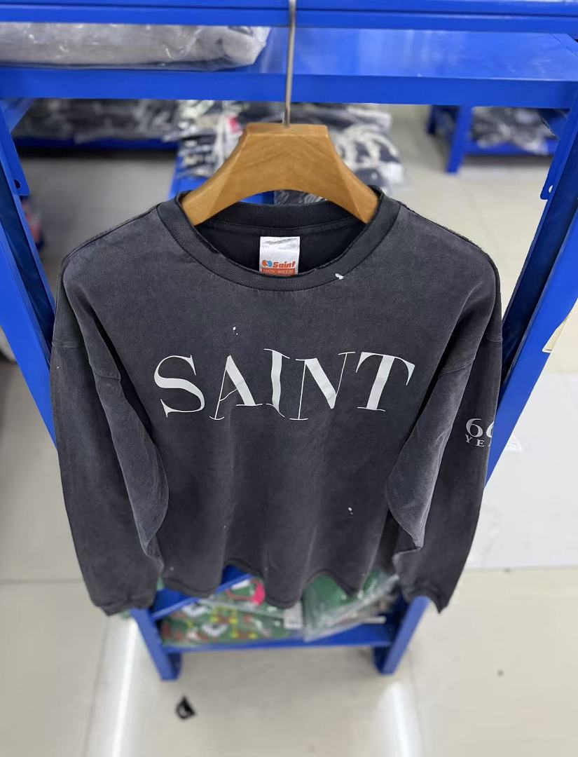 Saint Michael Distressed Minimalist Logo Sweatshirt